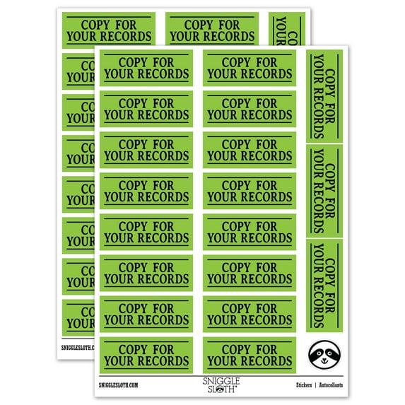 Copy For Your Records Document Sticker Set - Light Green - Gloss Finish - 2.00" Large