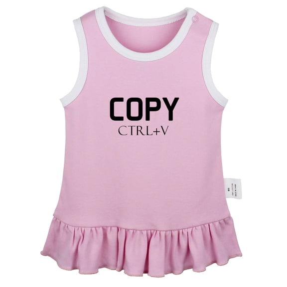 Copy From Dad ctrl V Funny Dresses For Baby, Newborn Babies Skirts, Infant Princess Dress, 0-24M Kids Graphic Clothes (Pink Sleeveless Dresses, 0-6 Months)