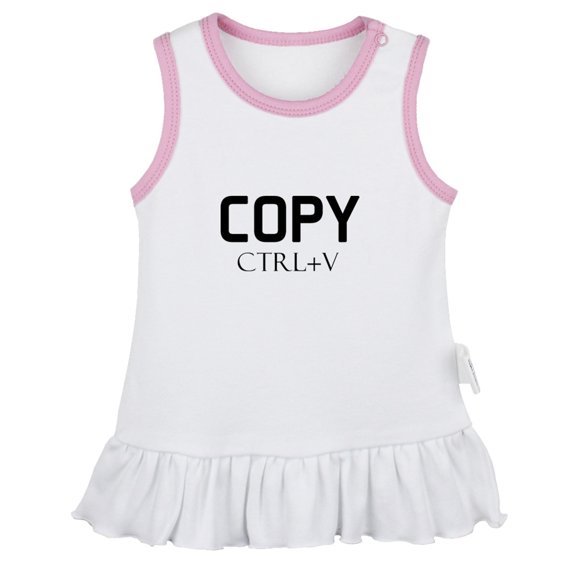 Copy From Dad ctrl V Funny Dresses For Baby, Newborn Babies Skirts, Infant Princess Dress, 0-24M Kids Graphic Clothes (White Sleeveless Dresses, 0-6 Months)