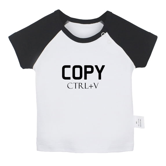 Copy From Dad ctrl+V Funny T shirt For Baby, Newborn Babies T-shirts, Infant Tops, 0-24M Kids Graphic Tees Clothing (Short Black Raglan T-shirt, 18-24 Months)