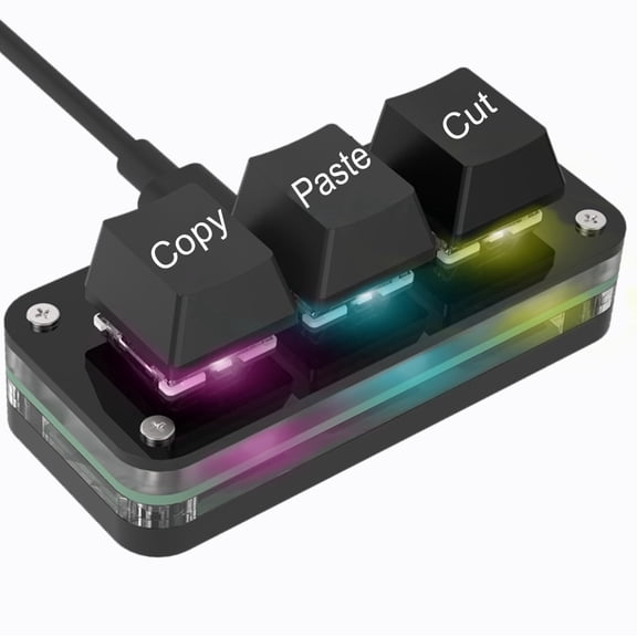 Copy Keyboard, Cut Copy Paste Keypad, One Handed Macro Keypad, Programmable Mechanical Keyboard for Working and Gaming, Shortcut Keyboard for PC, MAC, Laptop (Black)