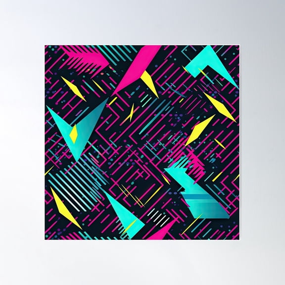 Copy Of 80S And 90S Retro Pop Synthwave Pattern Poster Wall Art, Modern Wall Decor For Living Room Bedroom, 24x24 UNFRAMED