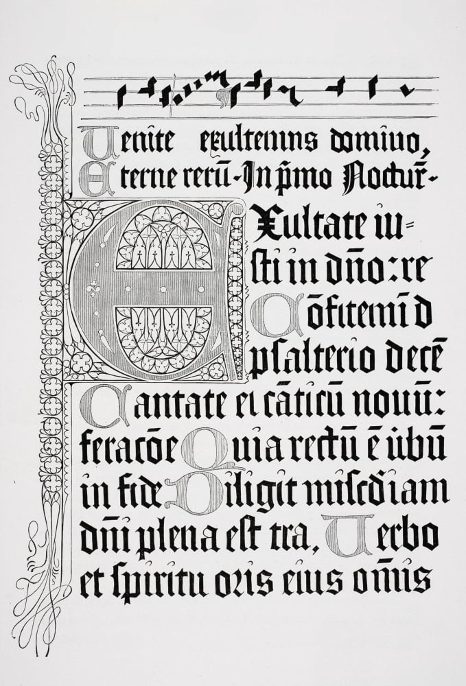 Copy Of A Page From A Psalter Of 1459 Printed In Mainz By Johann Fust And Petrus Schoiffer Canvas Art - Ken Welsh Design Pics (11 x 17)