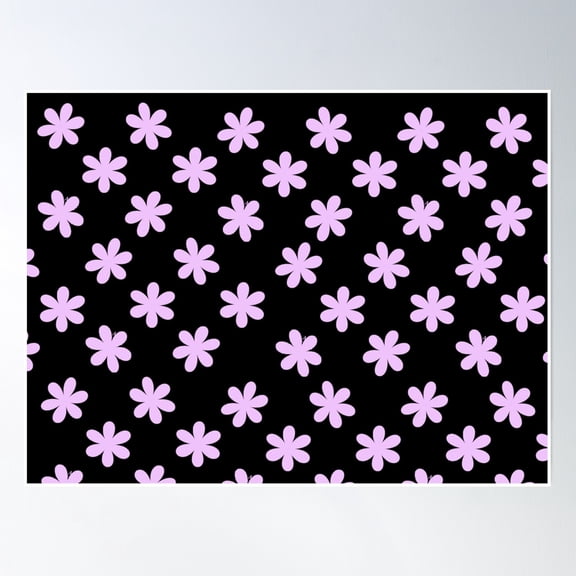 Copy Of Black And Light Pink Dainty Flowers Pattern Poster Wall Art, Modern Wall Decor, 8x12 UNFRAMED