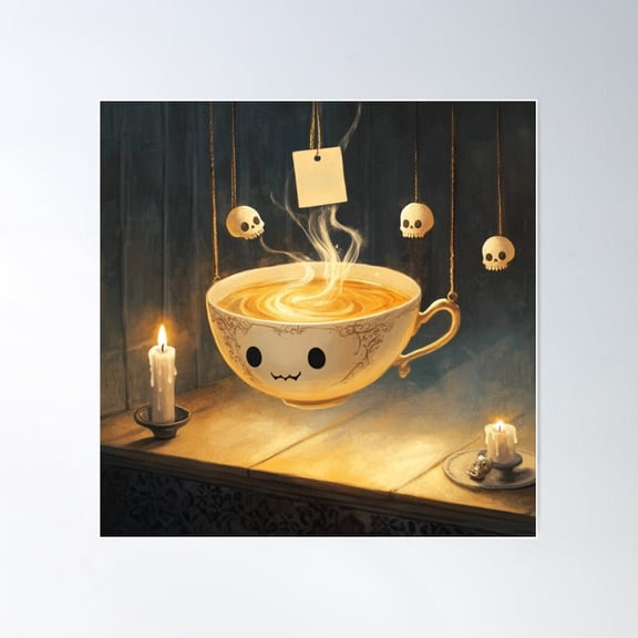 Copy Of Haunted Teacup Collection – Spooky & Whimsical Brews 2 Poster Wall Art, Modern Wall Decor For Living Room Bedroom, 24x24 UNFRAMED