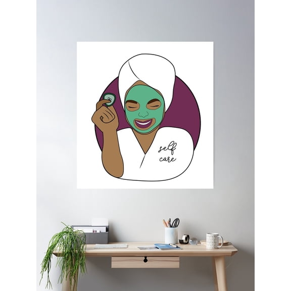 Copy Of Woman In Spa Face Mask, Maroon Poster Wall Art, Modern Wall Decor For Living Room Bedroom, 8x12 UNFRAMED