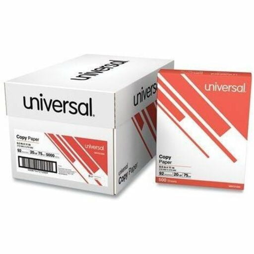 Universal Copy Paper, 92 Bright, 20 lb Bond Weight, 8.5 x 11, White, 500 Sheets/Ream