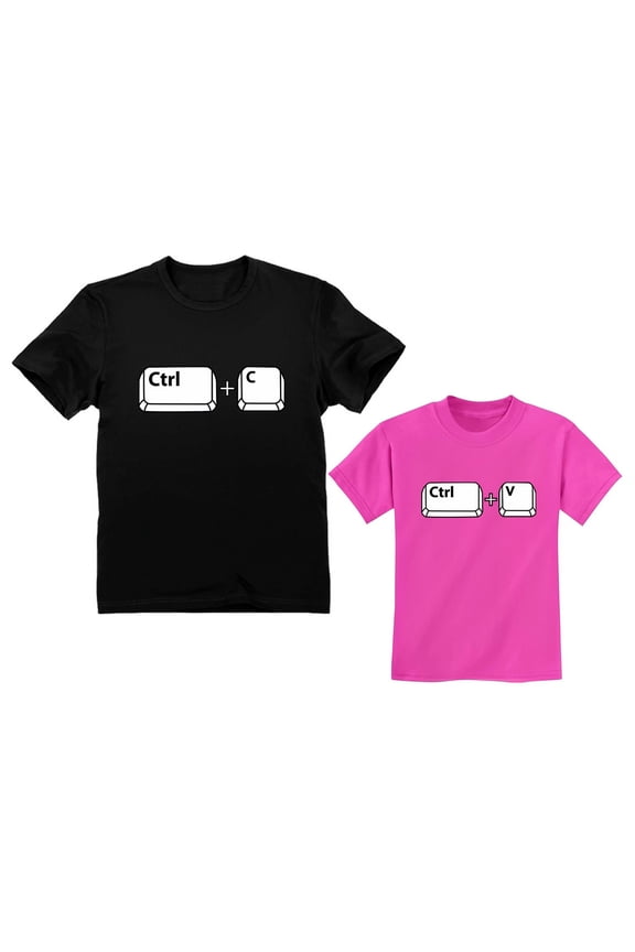 Copy Paste Matching Set T-Shirts For Father & Son Daughter Toddler & Men's Set Dad Black Large / Child Pink 3T