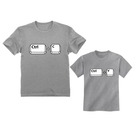Copy Paste Matching Set T-Shirts For Father & Son / Daughter Toddler & Men's Set Dad Gray Small / Child Gray 3T