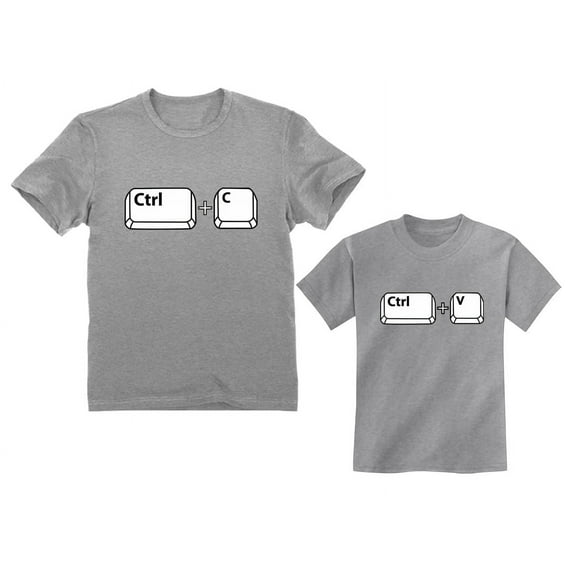 Copy Paste Matching Set T-Shirts For Father & Son / Daughter Toddler & Men's Set Dad Gray Small / Child Gray 5/6