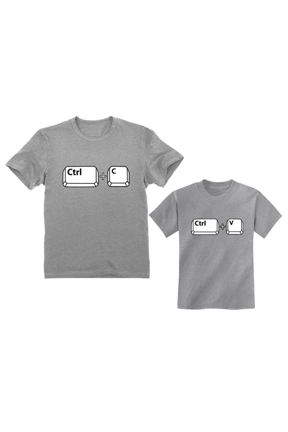 Copy Paste Matching Set T-Shirts For Father & Son / Daughter Toddler & Men's Set Dad Gray X-Large / Child Gray 4T