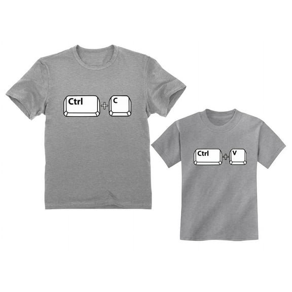 Copy Paste Matching Set T-Shirts For Father & Son Daughter Toddler & Men's Set Dad Gray XX-Large / Child Gray 3T