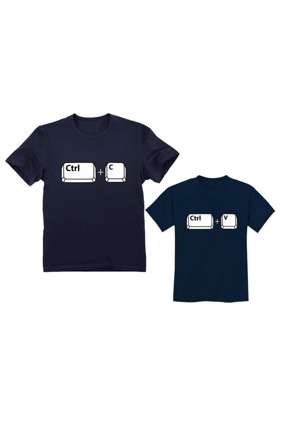Copy Paste Matching Set T-Shirts For Father & Son / Daughter Toddler & Men's Set Dad Navy Medium / Child Navy 5/6