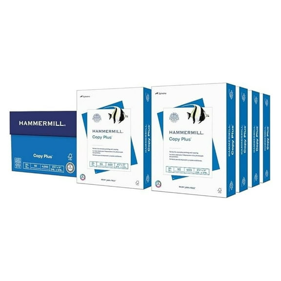 Copy Plus 8.5" x 11" Copy Paper, 20 lbs., 92 Bright, 8 Ream (4,000 Sheets) - Made in the USA, 105190