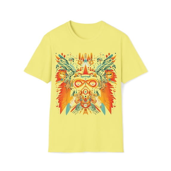 Mask Dog Unisex Softstyle T-Shirt Boho Native American Festival Style