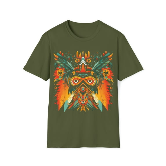 Copy of Copy of Mask Dog Unisex Softstyle T-Shirt Boho Native American Festival Style