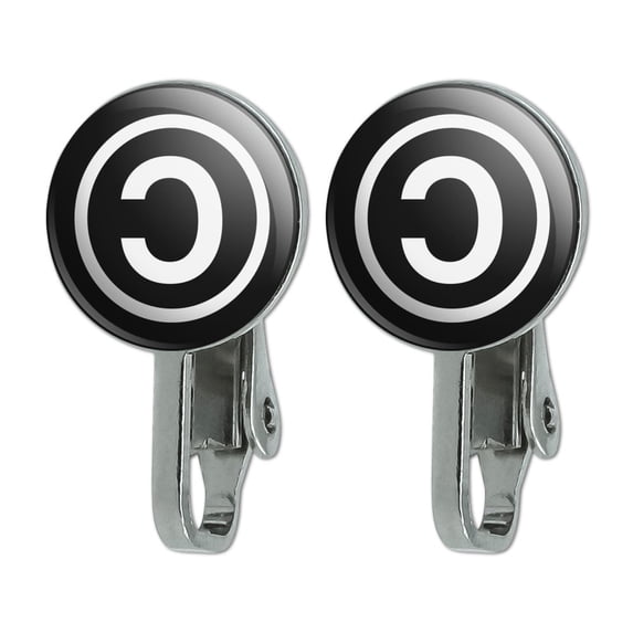 Copyleft Copy Left Copyright Funny Novelty Clip-On Stud Earrings