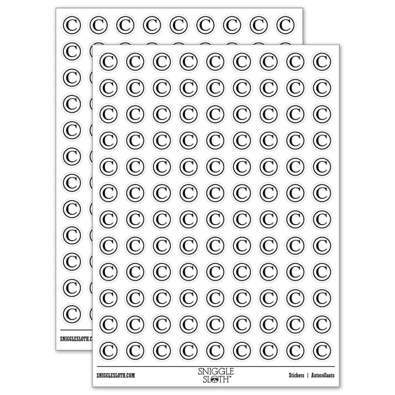 Copyright Symbol 200+ Round Stickers - White - Matte Finish - 0.50" Size