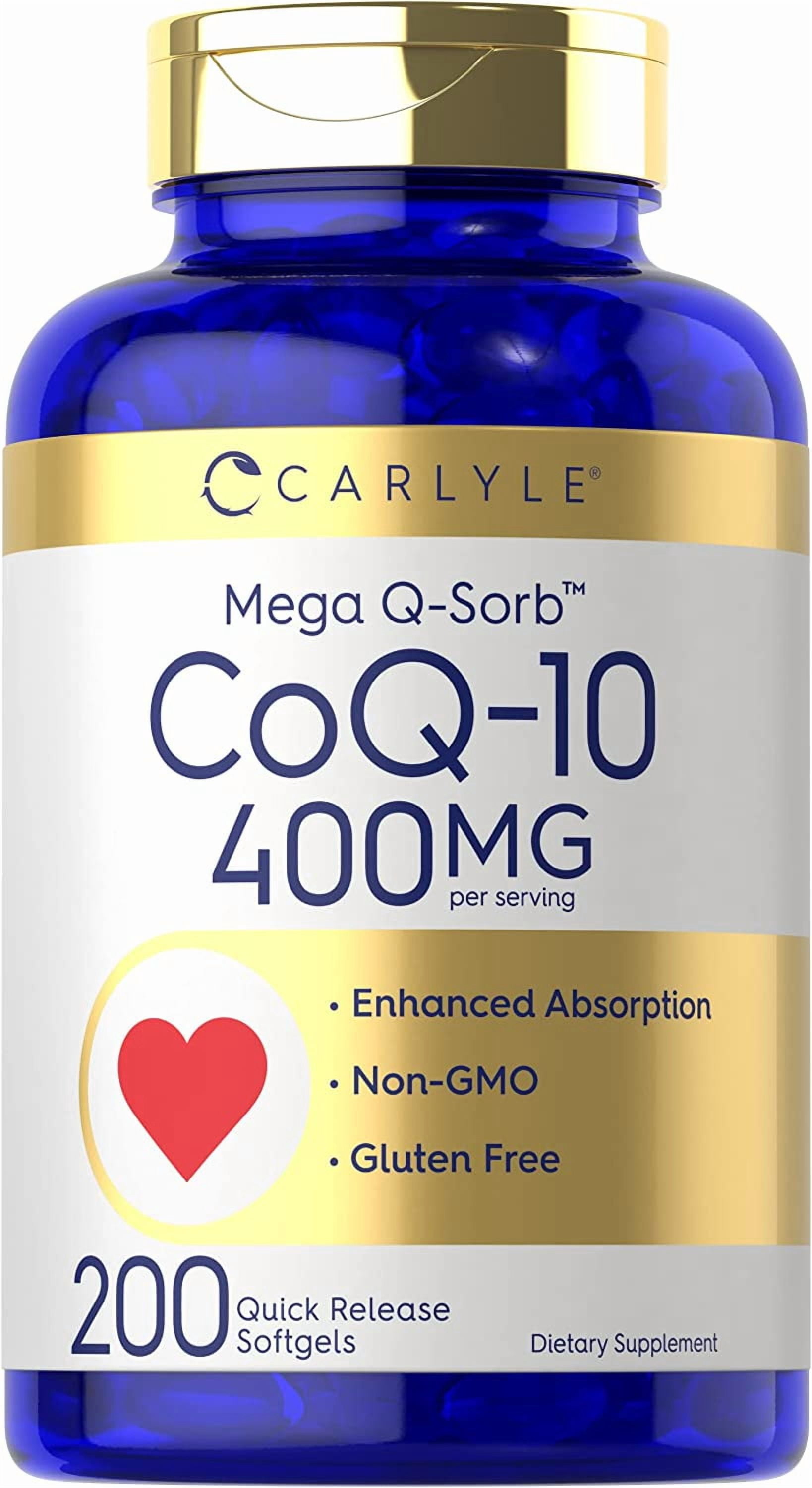 Coq10 400mg | 200 Softgels | High Absorption Coenzyme Q10 | by Carlyle