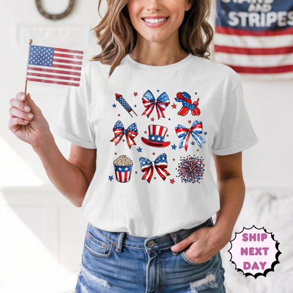 Coquette 4th Of July Shirt, Coquette Bow 4th Of July, 4th Of July Shirt, Coquette American Flag, Patriotic Coquette Shirt, Patriotic Shirt Tshirt All Size S-5XL