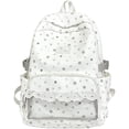 thumbnail image 1 of Coquette Aesthetic Backpack with Lace Decor, 16.92X12.2X5.51" Star Print Kawaii Backpack, Cute Backpack with Transparent Pocket, Lightweight Laptop Bookbag, Multi Pocket Daypack for Daily Commute, 1 of 1