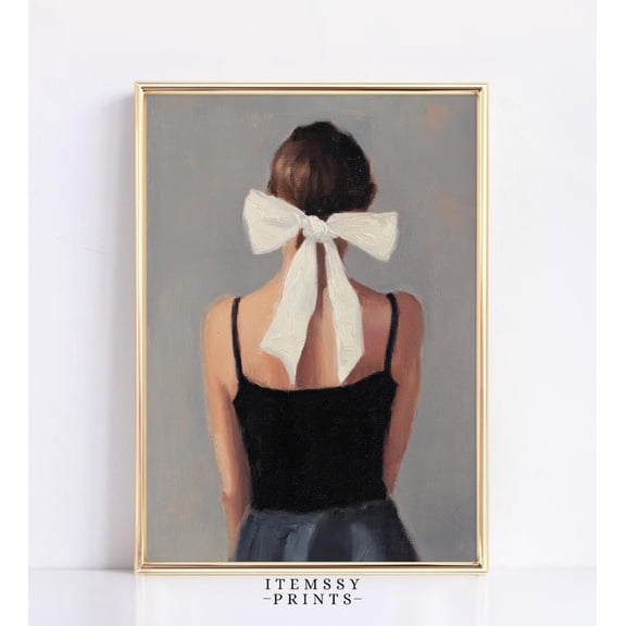 Coquette Aesthetic Girl Poster, Vintage Style, Victorian Dark Academia Decor, Feminine Bedroom Wall Art, Moody Romantic Art, 24x36 UNFRAMED
