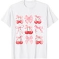thumbnail image 1 of Coquette Aesthetic Pink Bow and Red Cherries Girls Kids T-Shirt100% pure cotton white short-sleeved T-shirts for men and women, 1 of 4