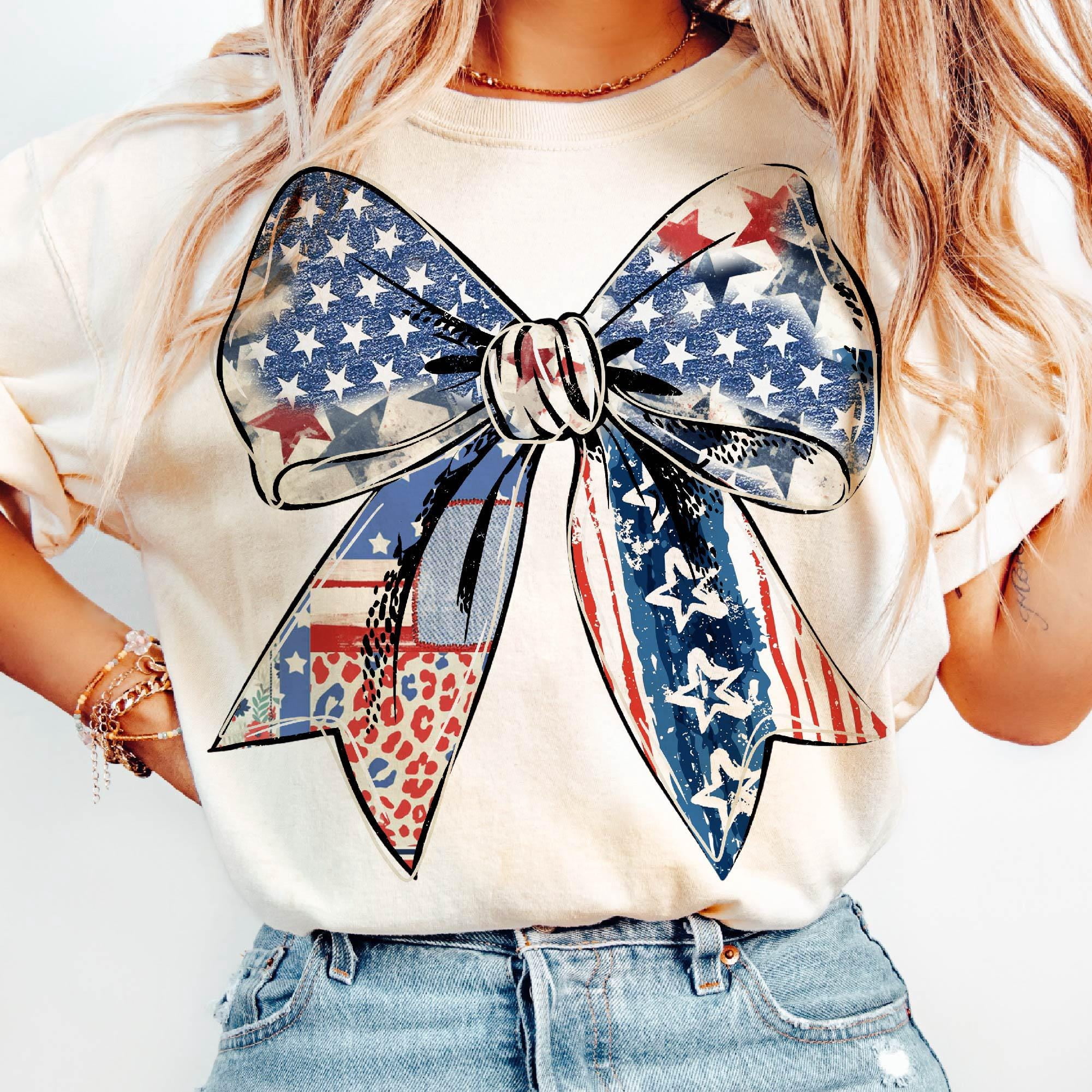 Coquette American Girl Shirt, Coquette Bow Tee, 4th of July Graphic Tee ...