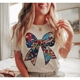 thumbnail image 1 of Coquette American Girl T-Shirt – Cute USA Flag Bow Tee for 4th of July and Patriotic Freedom Lovers, 1 of 5