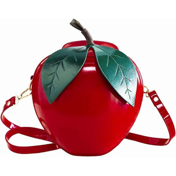 Coquette Apple Shape Crossbody Bag | Vegan Leather Convertible Shoulder Handbag | Cute Mini Purse for Everyday & Date Night