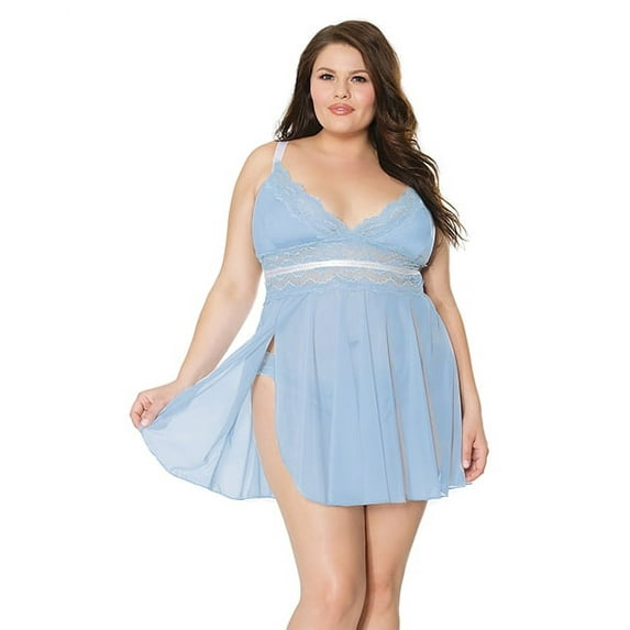Coquette - 21109 - Babydoll And Thong - BLUE