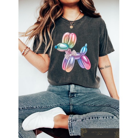 Coquette Balloon Dog Tshirt, Cute Pearls And Bows Shirt, Aesthetic Preppy Graphic Tee, For Dog Lover, Trendy Pink Dog T-shirt, F3876