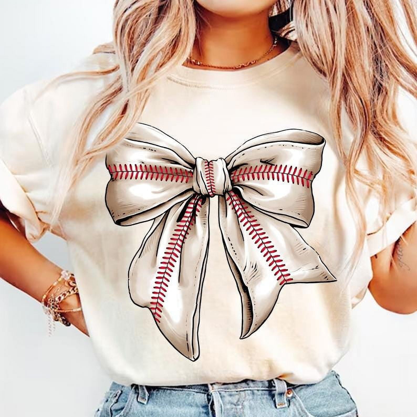 Coquette Baseball Mama T-Shirt, Vintage Bow Baseball Tee, Game Day Graphic Shirt, Retro Sports Mom Spring T-Shirt