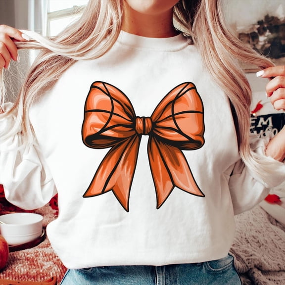 Coquette Basketball Bow Sweatshirt, Basketball Mom Shirt, Game Day Basketball Sweatshirt, Fall Coquette Bow Top for Women