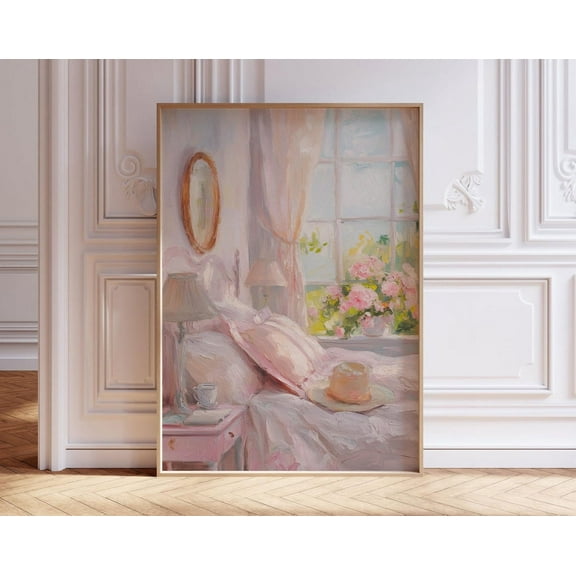 Coquette Bedroom Print, Pink Cottage Core Room Decor, Girly Balletcore Wall Art, Apartment Decor, Preppy Room Art Wall Art, Modern Wall Decor, 16x24 UNFRAMED