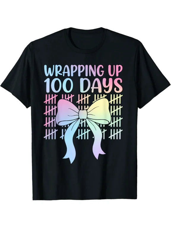 Coquette Bow 100 Days Of School T Shirt Size S-5XL