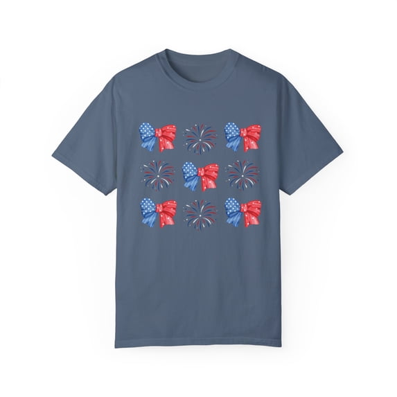 Coquette Bow 4th of July Fireworks Comfort Colors Women's Shirt