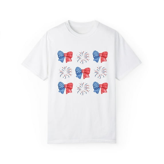 Coquette Bow 4th of July Fireworks Comfort Colors Women's Shirt