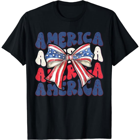 Coquette Bow America 4th Of July Patriotic Independence Day T-Shirt