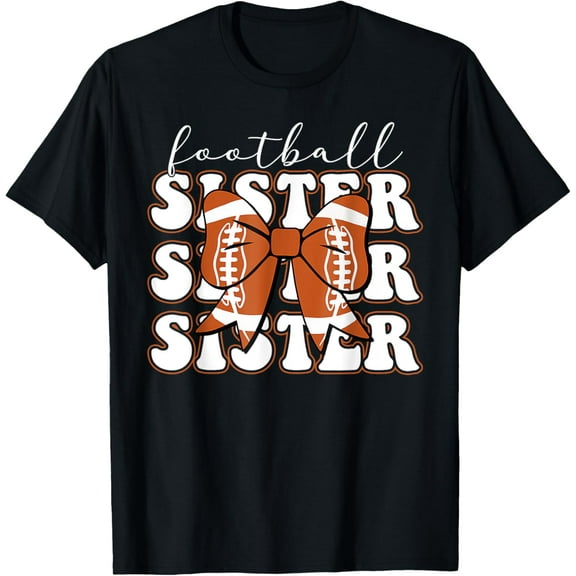 Coquette Bow American Football Sister Game Day Thanksgiving T-Shirt