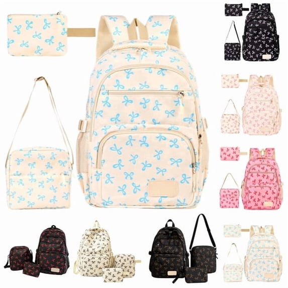 Coquette Bow Backpack - Cute Kawaii Backpack Set Aesthetic Daypack Bow Rucksack,Light Blue