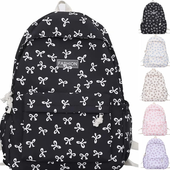 Coquette Bow Backpack, Kawaii Cute Backpack Aesthetic Daypack Bow Rucksack (Black)