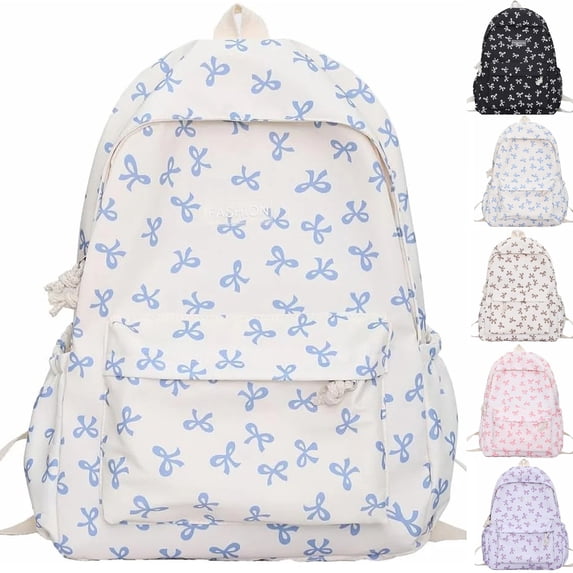 Coquette Bow Backpack, Kawaii Cute Backpack Aesthetic Daypack Bow Rucksack (Blue)