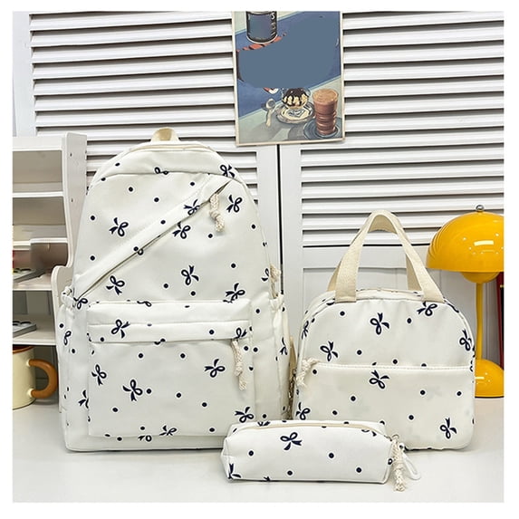 Coquette Bow Backpack for Women Pink Bow 3pcs Backpack Set Kawaii Backpack Large Capacity for College Middle High School Casual Travel Daypack,Blue