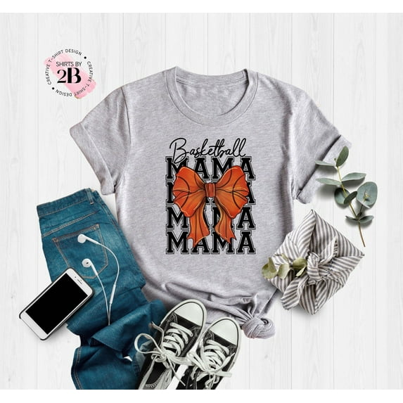 Coquette Bow Basketball Mama Shirt, Basketball Mama Gifts, Game Day Mom T-Shirt, Sports Mother'S Day Gift, Basketball Team Mom Shirt