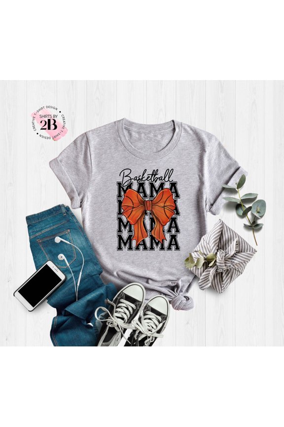 Coquette Bow Basketball Mama Shirt, Basketball Mama Gifts, Game Day Mom T-Shirt, Sports Mother'S Day Gift, Basketball Team Mom Shirt