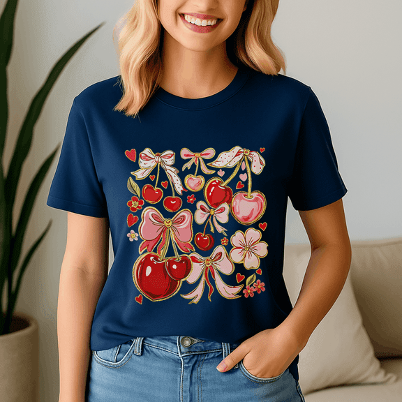 Coquette Bow Cherry Summer Vacation Hawaii Beach Family Shirt,Preppy Summer Vibes ,Summer Beach Tshirt,Girls Trip,Summer Tee,Summer Vibes