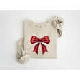 thumbnail image 1 of Coquette Bow Christmas Sweatshirt, Christmas Bow T-Shirt, Cute Christmas Shirt, Girly Christmas Sweater, Faux Glitter Shirt, Holiday Gift, 1 of 5