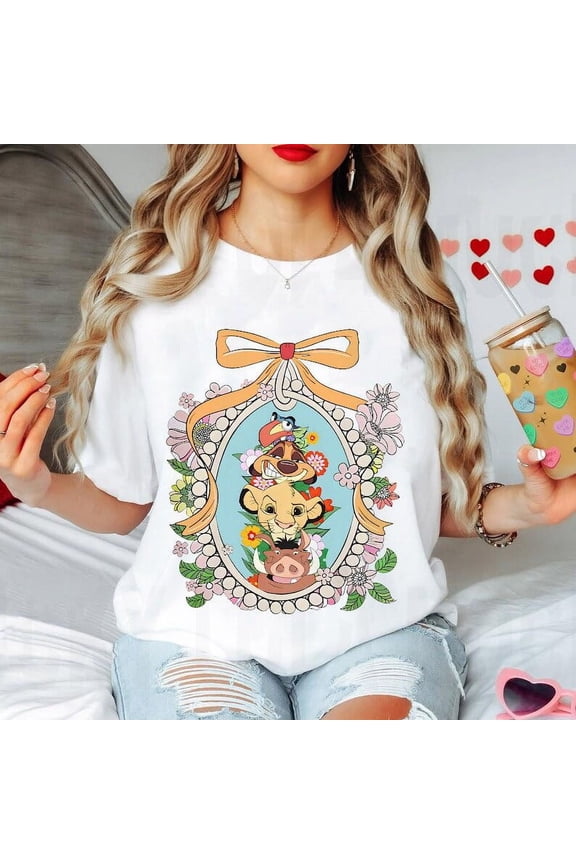 Coquette Bow Disney Lion King Floral Shirt, Simba Timon Pumbaa Hakuna Matata T-shirt, WDW Disneyland Family Trip 2025, Animal Kingdom Tee