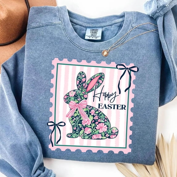 Coquette Bow Easter Bunny Floral Bunny Shirt Cute Easter Shirt for ...